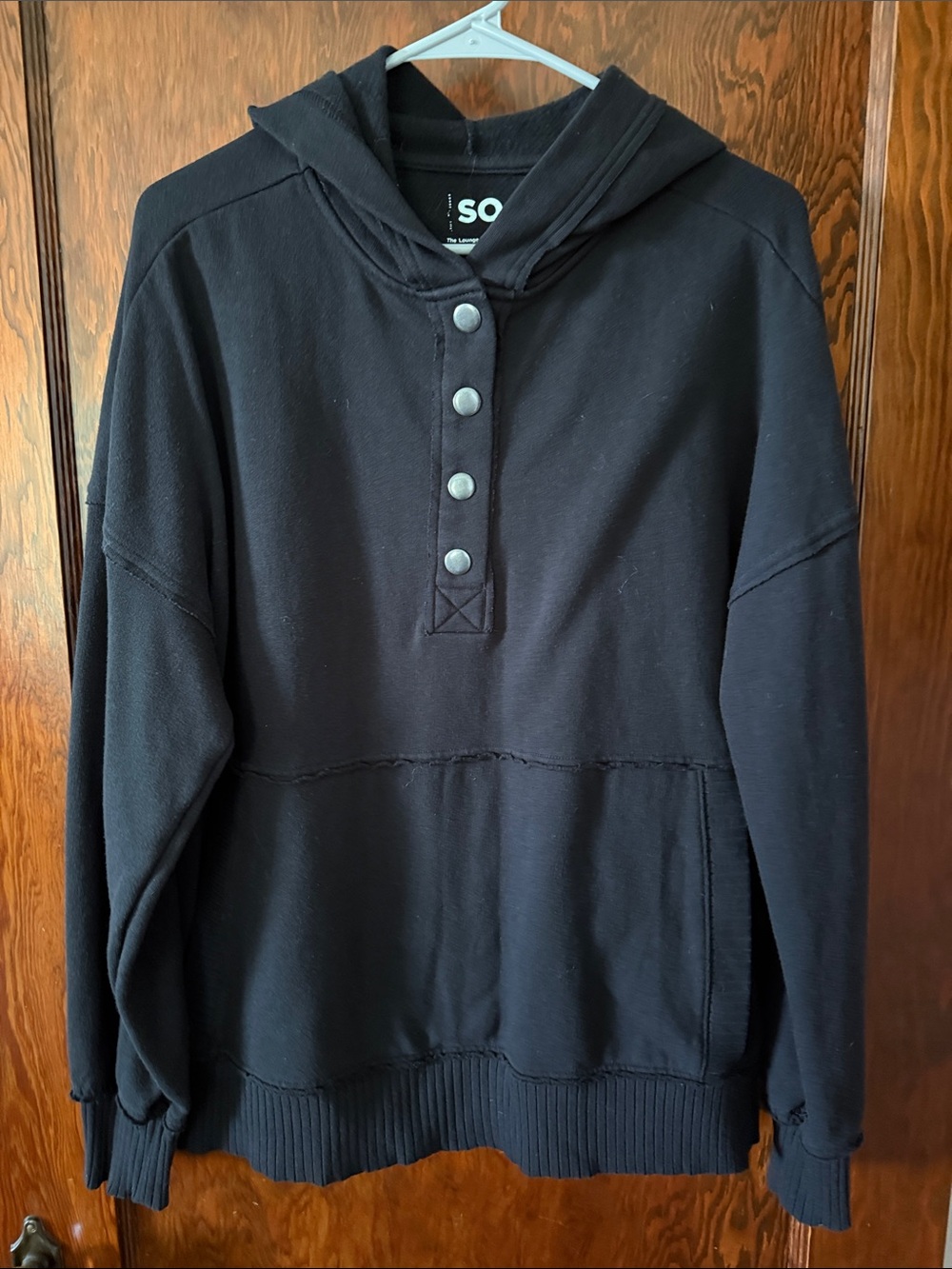 SoHo Black Hooded Women's Pullover Tunic